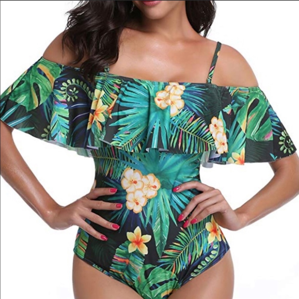 One piece off the shoulder Bathing Suit!